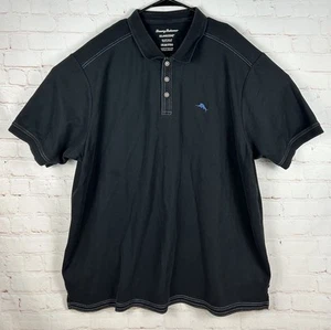Tommy Bahama Supima Polo Men’s Size XL Big Short Sleeve Marlin Polo Shirt Black - Picture 1 of 7