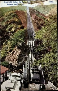 Gran inclinación de cable ferroviario c.1904, ferrocarril, California; Williamson-Haffner Publ - Imagen 1 de 2