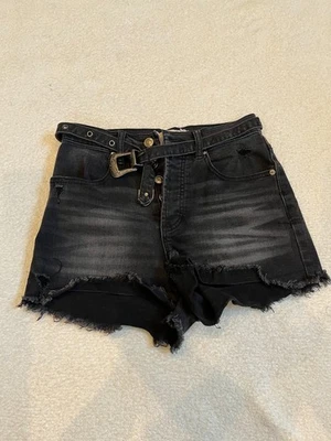 Pantalones Cortos de Jean Altard State para Mujer 26/3 Negros Corte Dobladillo Crudo Tiro Alto Cinturón Nuevos con Etiquetas Foto 1 de 3