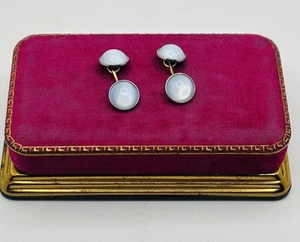 KREMENTZ Art Deco Two Toned Tested 10k Yellow Gold Bar Moonstone Cuff Links - Picture 1 of 5