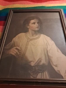 FOTO ENMARCADA DE MADERA VINTAGE ARTE ANTIGUO CRISTO A LOS 12 POR HOFMANN ENMARCADA - Imagen 1 de 3