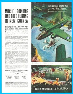 Mitchell Bomber B-25 Japonés Nueva Guinea Aviación Norteamericana anuncio impreso 1943 - Imagen 1 de 3