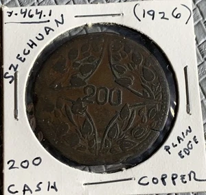 1926 CHINA SZECHUAN 200 CASH COPPER COIN - Picture 1 of 4