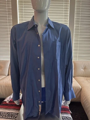 Camisa de vestir John W. Nordstrom para hombre talla 18/35 azul manga larga 100 % algodón Foto 1 de 4