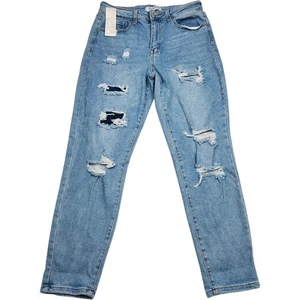 Wax Jean Boyfriend Jeans Stretch Distressed Light Wash Denim Women's Sz 7/28 - Picture 1 of 7