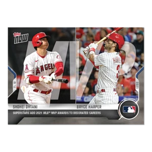 2021 TOPPS NOW #OS-42 SHOHEI OHTANI & BRYCE HARPER - 2021 MVP AWARD WINNERS - Picture 1 of 2