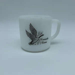 Vintage FEDERAL GLASS Canvasback & Canadian Goose Milk Glass Coffee Mug Cup - Picture 1 of 9