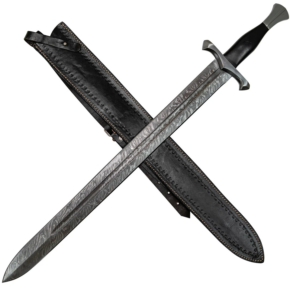 Hand Forged Damascus Steel Blade Firestorm Pattern Medieval Replica Sword - Image 1 of 1
