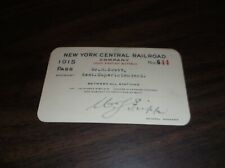 1915 NEW YORK CENTRAL RAILROAD NYC EMPLOYEE PASS #44