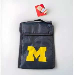 NCAA University of Michigan Blue Yellow Logo Wolverines Insulated Lunch Bag Tote - Picture 1 of 4