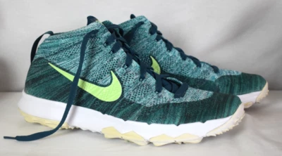 Zapatos de golf Nike Flyknit Chukka 2016 azul turquesa sin clavos ligeramente usados para hombre 13 Foto 1 de 4