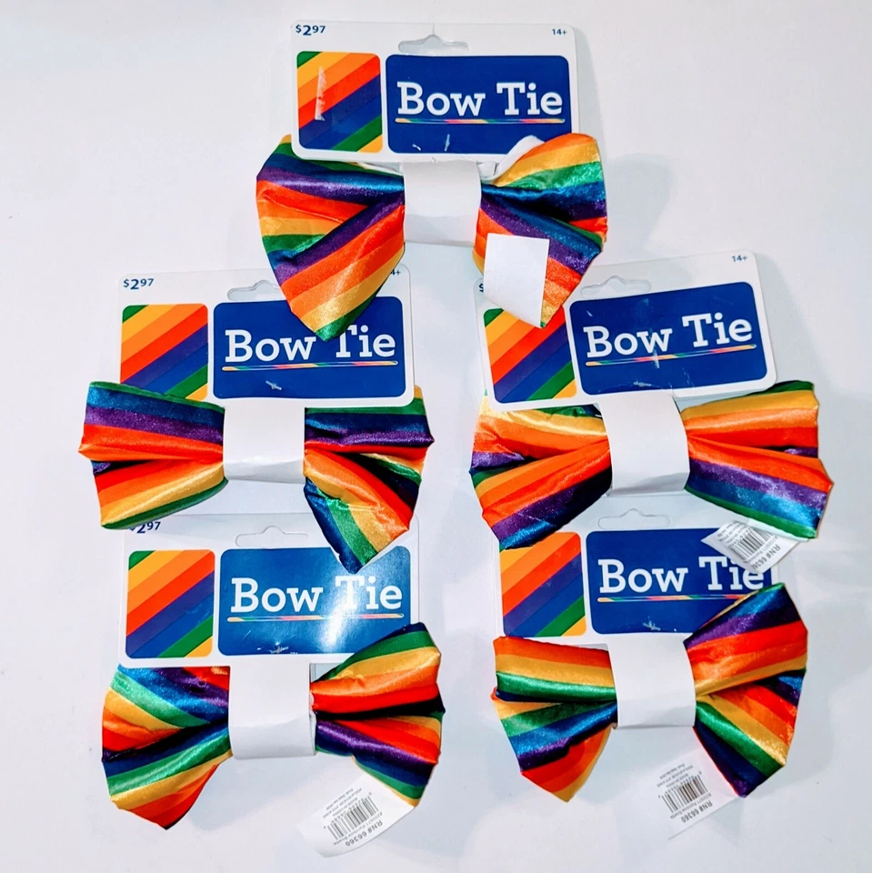 Lot of 5 Lgbt Gay Pride Bow Tie Rainbow Bowtie for Party Peacock Flashy Lgbtq+  - Image 1 of 1
