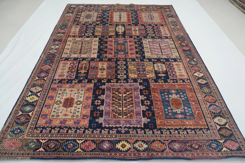 7 x 10 ft Navy Blue Samarkand Afghan Hand Knotted Wool Oriental Area Rug - Image 1 of 4