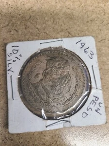 1963 MEXICO SILVER ONE PESO COIN - Picture 1 of 2