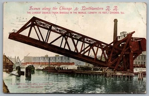 Postcard Illinois c1910 Scenes Along The Chicago & Northwestern Railroad Bascule - Bild 1 von 2