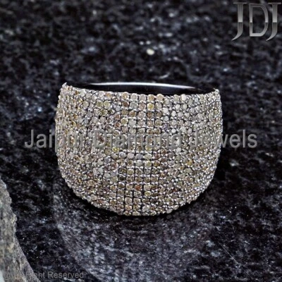 Victorian Jewelry Natural Pave Diamond 925 Sterling Silver Ring Designer Ring - Image 1 of 4