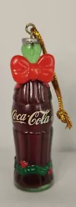 Coke Coca Cola Glass Bottle Plastic Bottle Christmas Ornament 3.5 In. Bow 1990 - Picture 1 of 4
