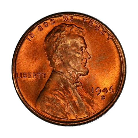 1946 D Lincoln Wheat Cent Choice BU 1c Brilliant Uncirculated OBW Superb Detail Cover