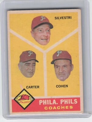 1960 Topps Set Break #466 Philadelphia Phillies Coaches VG-EX - Image 1 of 2