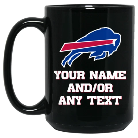 Custom Personalized Buffalo Bills Black 15 oz Ceramic Coffee Mug Cup Cover