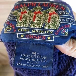 Vtg 90s Ralph Lauren Chaps Fisherman Sweater Mens Medium Cotton Cable Knit USA - Picture 1 of 15