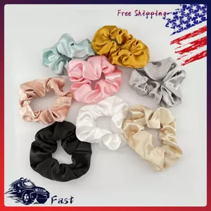 For Women Charmeuse Satin Scrunchie Elastic Hairbands 8pcs New - Picture 1 of 10