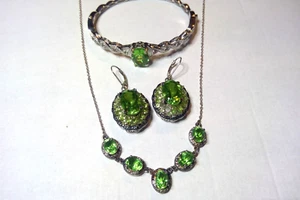 Sterling Silver Peridot Full Parure - Picture 1 of 3