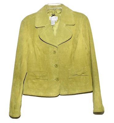 Chaqueta Live A Little Verde Lima Lazos en Bolsillos Lavable Gamuza Botón Mujer M Foto 1 de 4