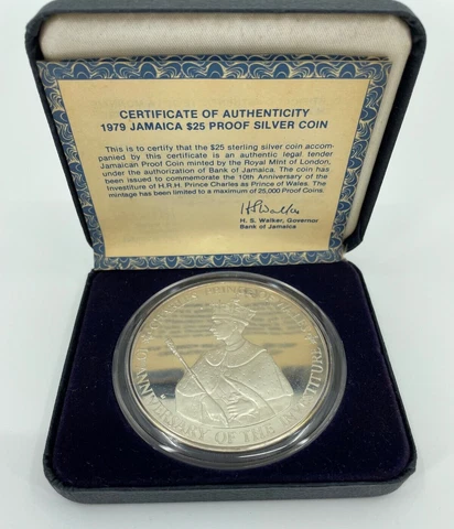 1979 JAMAICA Charles Prince of Wales 10th Anniversary $25 Proof Silver Coin Cover
