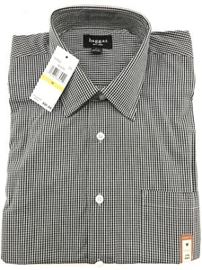 Camisa de vestir para hombre Haggar manga larga negra a rayas totalmente nueva talla mediana - Imagen 1 de 4