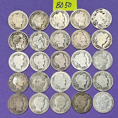 Silver Barber Dime Roll Lot of 25 SILVER Barber Dimes | 90% Silver Dimes | #BD50 Cover