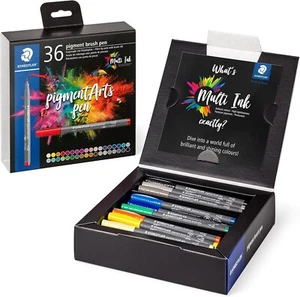 Staedtler 371 Pigment Brush Pen Fibre Tip Lightfast Fast-Drying Pk of 36 C36 - Picture 1 of 10