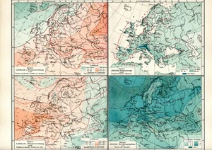 1899 = CARTA DEL CLIMA IN EUROPA = Meteorologia = Antica MAPPA = OLD MAP - Bild 1 von 1