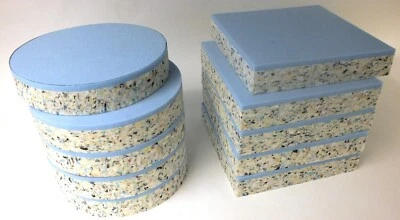 UPHOLSTERY FOAM SHEET SQUARE CIRCLE HIGH DENSITY REBONDED RECON & BLUE - Image 1 of 4