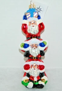 RADKO SANTA BONANZA Christmas Ornament 99-311-0 THREE SANTAS - Picture 1 of 7