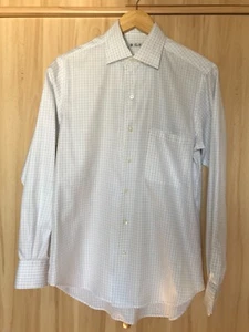 Men's Loro Piana 'André' White Checked One-Piece-Collar Shirt Size S/M - Picture 1 of 21