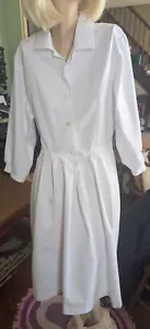 White Swan Vtg Nurse Dress Uniform Collar button shirt waist pleats 3/4 sleeves - Picture 1 of 8