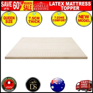 Giselle Bedding 7 Zone Latex Mattress Topper Underlay 7.5cm Queen Mat Pad Cover - Picture 1 of 9