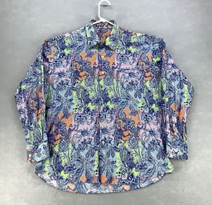 Alan Flusser Shirt Men's XL Colorful Floral Paisley Patchwork Quilt AOP Y2K - Picture 1 of 13