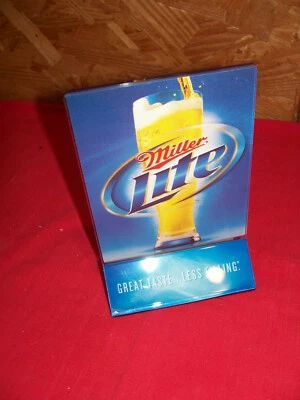 Miller Lite Cerveza Hogar Bar Mesa Personalizado Soporte Letrero Encimera Publicidad Anuncio Foto 1 de 3