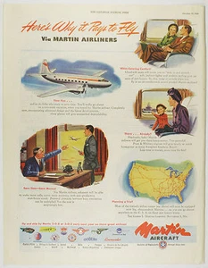 Revista vintage 1946 Martin Aircraft Lg página completa publicidad impresa posterior a la Segunda Guerra Mundial - Imagen 1 de 1