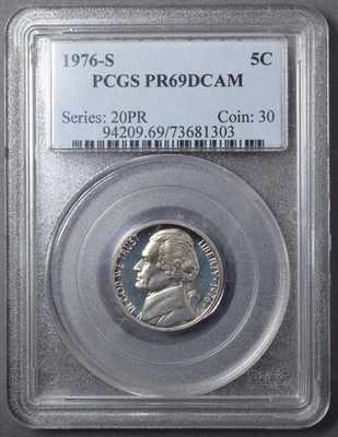 1976 S Proof Toned Jefferson Nickel PCGS PR69 DCAM - Image 1 of 4