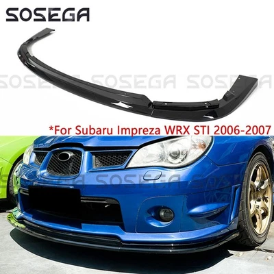 Para Subaru Impreza WRX STI 06-07 CS1 Estilo Brillo Negro Parachoques Delantero Divisor de Labios Foto 1 de 4