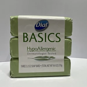 Dial Basics Hypoallergenic Bar Soap Full Size 3 Pack New 3.2oz each  - Picture 1 of 6