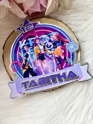 SWEETCHEEKS BOWTIQUE Personalised 3D Kpop Demon Hunters Card Cake Topper Birthday Party Decor