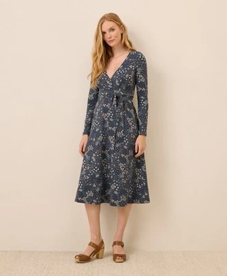 Vestido envolvente Pact orgánico ajustado y acampanado azul medianoche Mountain Meadow para mujer ¡NUEVO CON ETIQUETAS!! Foto 1 de 4