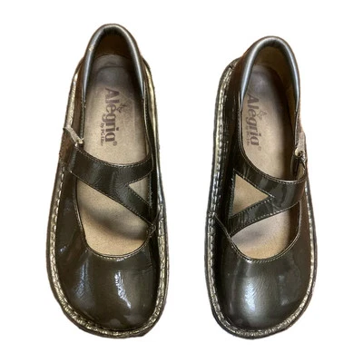 Zapatos Alegria Mary Jane Platino Gris Peltre Tacón de Cuña Zapato de Enfermería EE. UU. 5.5  Foto 1 de 4