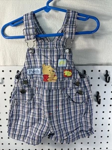 Mono corto vintage Disney Baby Pooh - talla 6/9M - rana tortuga a cuadros - Imagen 1 de 10