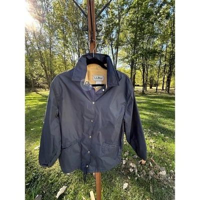 LL Bean Women's Navy Blue Barn Chore Jacket Snap Front Collared - Image 1 of 4
