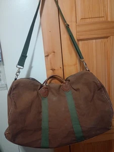 Vintage LL Bean Seesack braun/oliv Beuteltasche Canvas Leder Henkel Riemen  - Bild 1 von 16